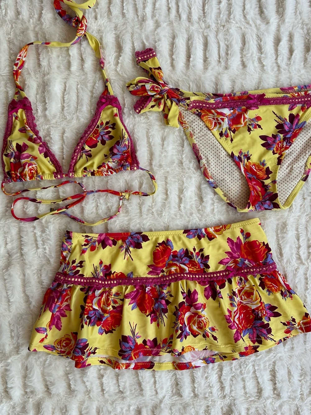 Vintage Betsey Johnson Bikini Swim Set in Chez Rose